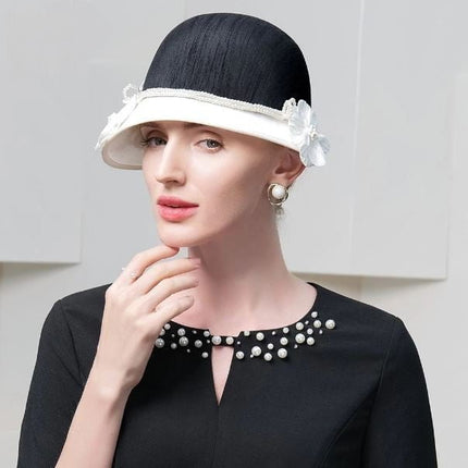 Chapeau cloche rétro - Noir/blanc - M (56 - 58cm) | La boutique du chapeau