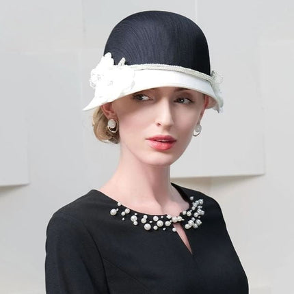 Chapeau cloche rétro - Noir/blanc - M (56 - 58cm) | La boutique du chapeau