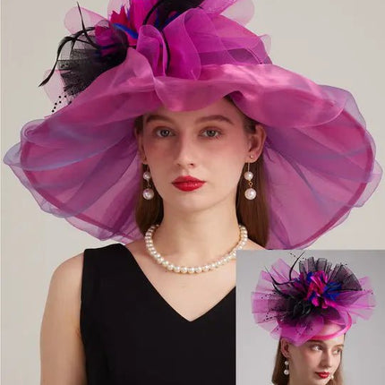 Chapeau de cérémonie charmant - Rose/rouge - M (56 - 58cm) | La boutique du chapeau