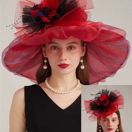 Chapeau de cérémonie charmant - Rouge - M (56 - 58cm) | La boutique du chapeau