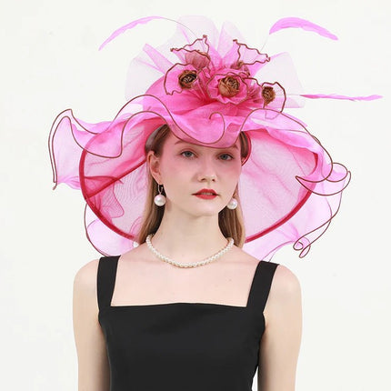 Chapeau de cérémonie chic - Rose/rouge - M (56 - 58cm) | La boutique du chapeau