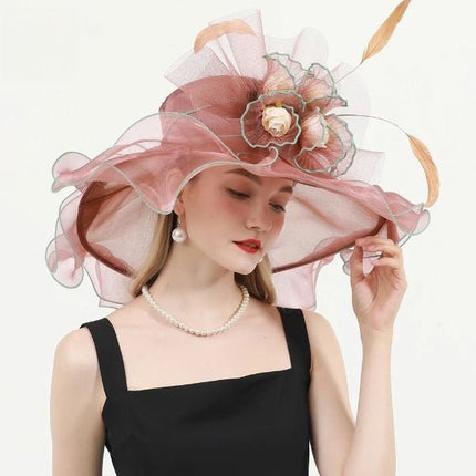 Chapeau de cérémonie chic - Rose/rouge - M (56 - 58cm) | La boutique du chapeau