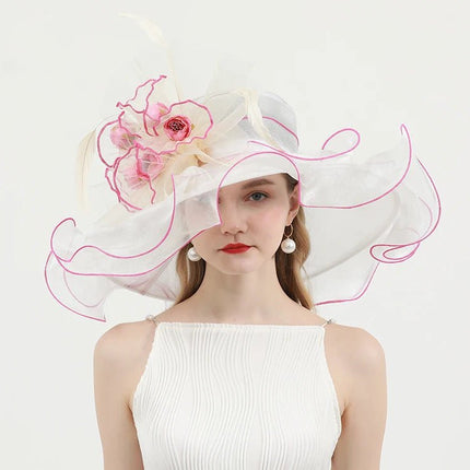 Chapeau de cérémonie chic - Beige/blanc - M (56 - 58cm) | La boutique du chapeau