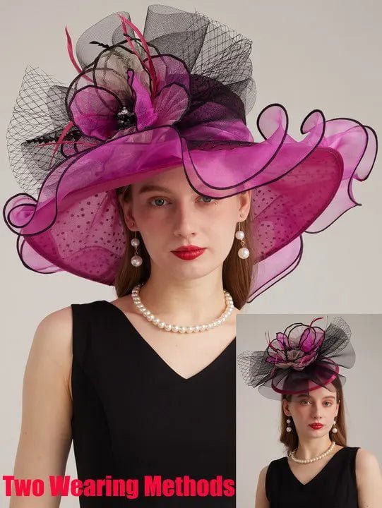 Chapeau de cérémonie classique - Rose/rouge - M (56 - 58cm) | La boutique du chapeau