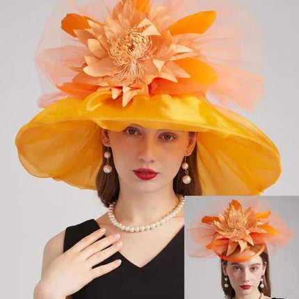 Chapeau de cérémonie féminin - Orange - M (56 - 58cm) | La boutique du chapeau