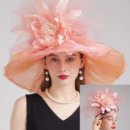Chapeau de cérémonie féminin - Orange/rose - M (56 - 58cm) | La boutique du chapeau