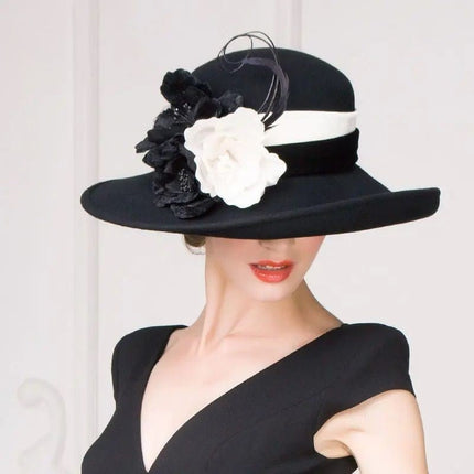Chapeau de cérémonie moderne - Noitr/blanc - M (56 - 58cm) | La boutique du chapeau