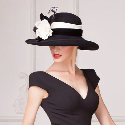 Chapeau de cérémonie moderne - Noitr/blanc - M (56 - 58cm) | La boutique du chapeau