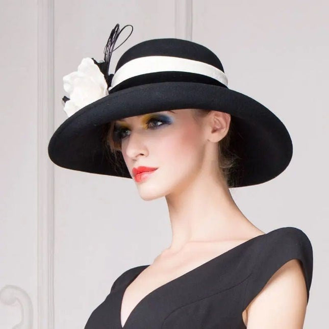 Chapeau de cérémonie moderne - Noitr/blanc - M (56 - 58cm) | La boutique du chapeau