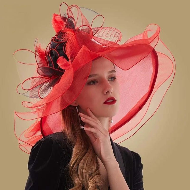 Chapeau de cérémonie rétro - Rouge - M (56 - 58cm) | La boutique du chapeau