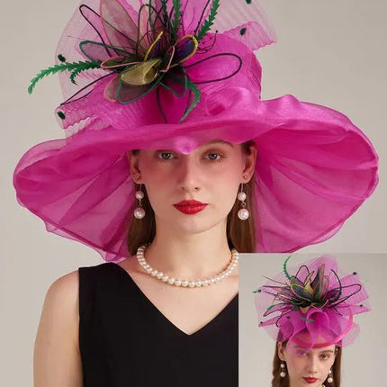 Chapeau de cérémonie romantique - Rose/rouge - M (56 - 58cm) | La boutique du chapeau