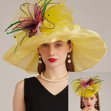 Chapeau de cérémonie romantique - Jaune - M (56 - 58cm) | La boutique du chapeau