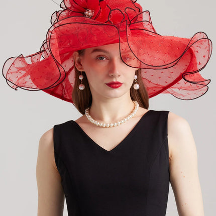Chapeau de cérémonie stylé - Rouge - M (56 - 58cm) | La boutique du chapeau