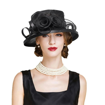 Chapeau de cérémonie vintage avec fleurs - Blanc - M (56 - 58cm) | La boutique du chapeau