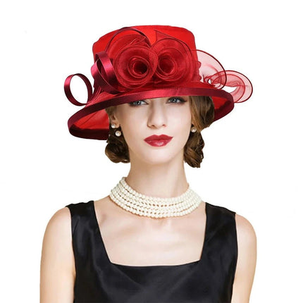 Chapeau de cérémonie vintage avec fleurs - Blanc - M (56 - 58cm) | La boutique du chapeau