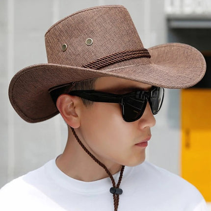 Chapeau de Cowboy paille en denim - Café - L (58 - 59cm) | La boutique du chapeau