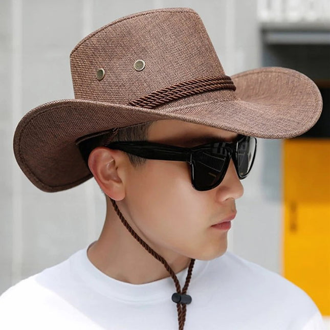 Chapeau de Cowboy paille en denim - Café - L (58 - 59cm) | La boutique du chapeau