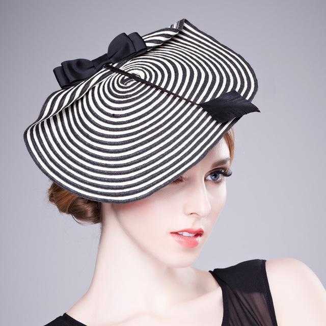 Chapeau de mariage a rayures noir et blanc - | La boutique du chapeau