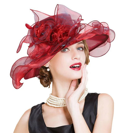 Chapeau de mariage bohème - Rouge - M (56 - 58cm) | La boutique du chapeau