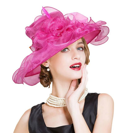 Chapeau de mariage bohème - Rose/rouge - M (56 - 58cm) | La boutique du chapeau