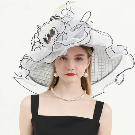 Chapeau de mariage élégant - Blanc - M (56 - 58cm) | La boutique du chapeau