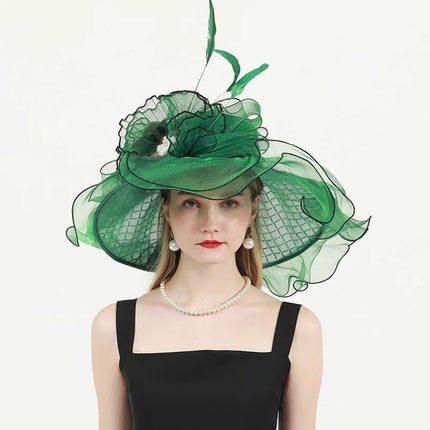 Chapeau de mariage élégant - Vert - M (56 - 58cm) | La boutique du chapeau