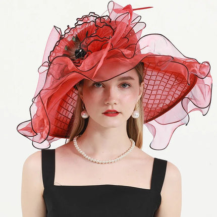 Chapeau de mariage élégant - Rouge - M (56 - 58cm) | La boutique du chapeau