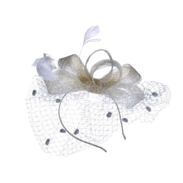 Chapeau De Mariage Plume et voile - Beige - | La boutique du chapeau