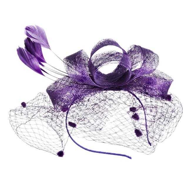 Chapeau De Mariage Plume et voile - Violet - | La boutique du chapeau