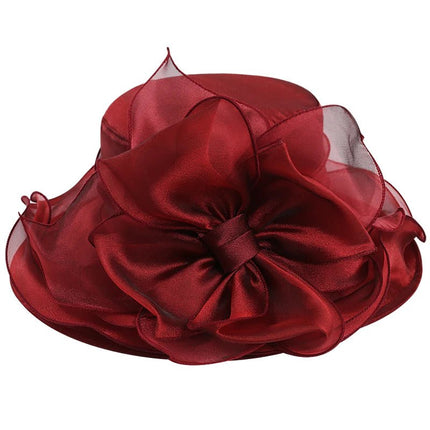 Chapeau de mariée à motif floral - Bordeau - M (56 - 58cm) | La boutique du chapeau