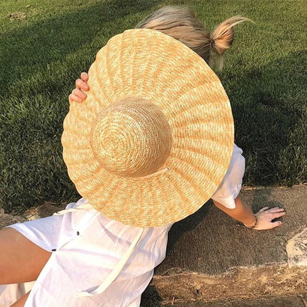 Chapeau de paille à bord ondulé - Blanc - M (56 - 58cm) | La boutique du chapeau