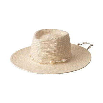 Chapeau de paille avec cordon - Beige - M (56 - 58cm) | La boutique du chapeau