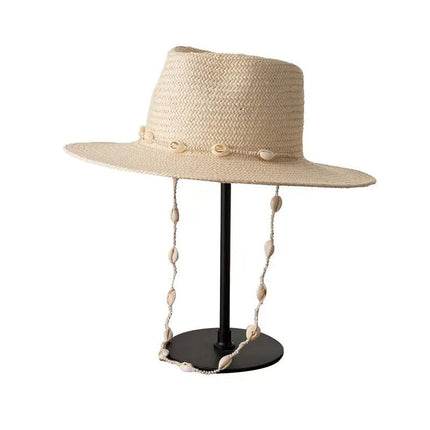 Chapeau de paille avec cordon - Beige - M (56 - 58cm) | La boutique du chapeau
