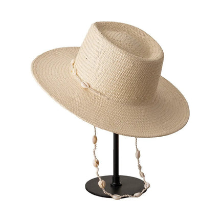 Chapeau de paille avec ficelle - Beige - M (56 - 58cm) | La boutique du chapeau