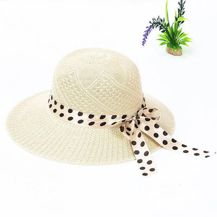 Chapeau de paille avec nœud papillon - Beige - L (58 - 59cm) | La boutique du chapeau