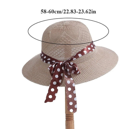 Chapeau de paille avec nœud papillon - Khaki - L (58 - 59cm) | La boutique du chapeau