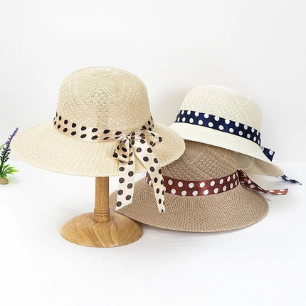 Chapeau de paille avec nœud papillon - Khaki - L (58 - 59cm) | La boutique du chapeau