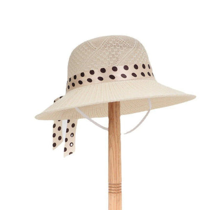 Chapeau de paille avec nœud papillon - Khaki - L (58 - 59cm) | La boutique du chapeau