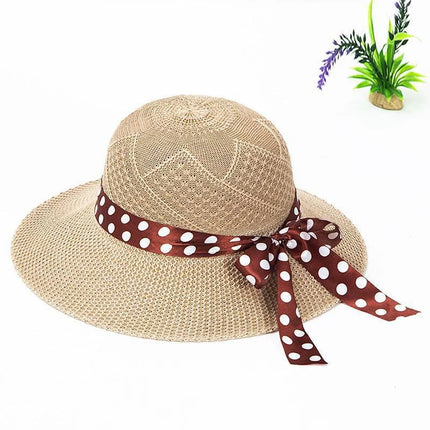 Chapeau de paille avec nœud papillon - Khaki - L (58 - 59cm) | La boutique du chapeau