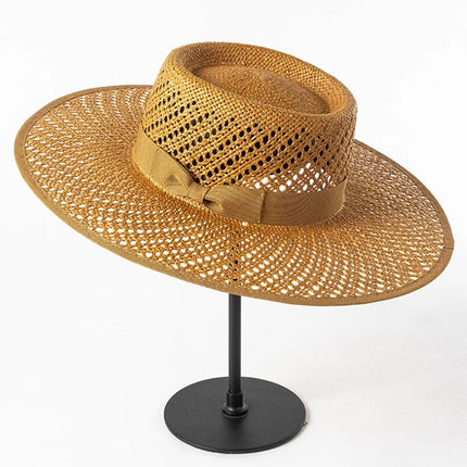 Chapeau de paille avec nœud ruban - Noir - M (56 - 58cm) | La boutique du chapeau