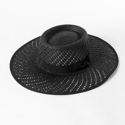 Chapeau de paille avec nœud ruban - Noir - M (56 - 58cm) | La boutique du chapeau
