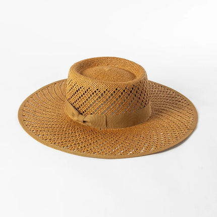 Chapeau de paille avec nœud ruban - khaki - M (56 - 58cm) | La boutique du chapeau