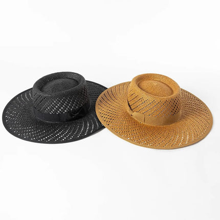 Chapeau de paille avec nœud ruban - Noir - M (56 - 58cm) | La boutique du chapeau