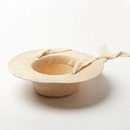Chapeau de paille avec ruban - Beige - M (56 - 58cm) | La boutique du chapeau
