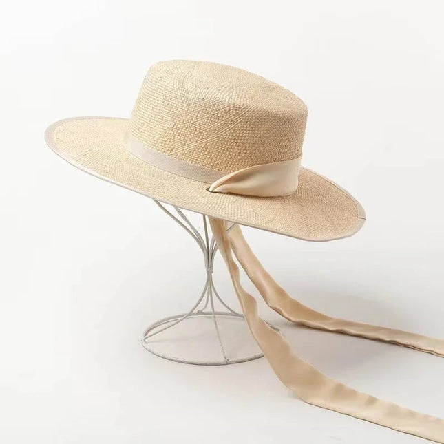 Chapeau de paille avec ruban - Beige - M (56 - 58cm) | La boutique du chapeau