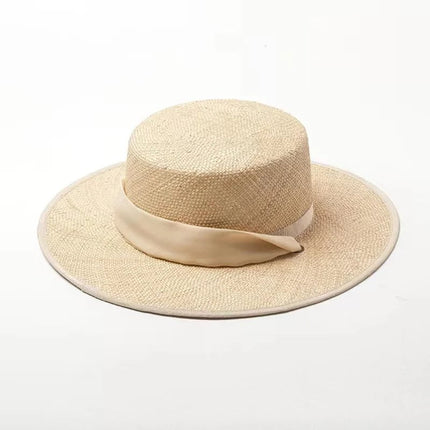 Chapeau de paille avec ruban - Beige - M (56 - 58cm) | La boutique du chapeau
