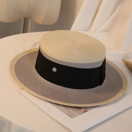 Chapeau de paille bicolore - Blanc/rouge - M (56 - 58cm) | La boutique du chapeau