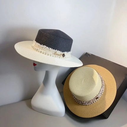 Chapeau de paille blanc - Blanc - L (58 - 59cm) | La boutique du chapeau