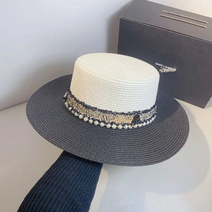 Chapeau de paille blanc - Blanc - L (58 - 59cm) | La boutique du chapeau