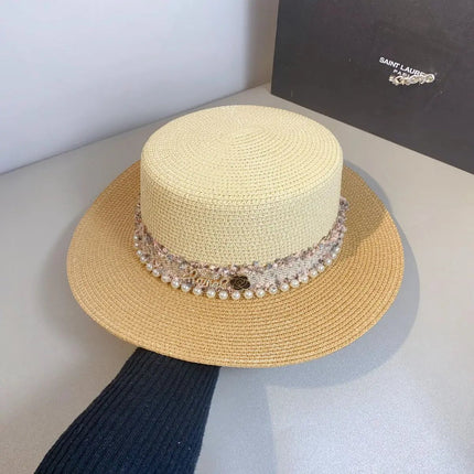 Chapeau de paille blanc - Khaki - L (58 - 59cm) | La boutique du chapeau